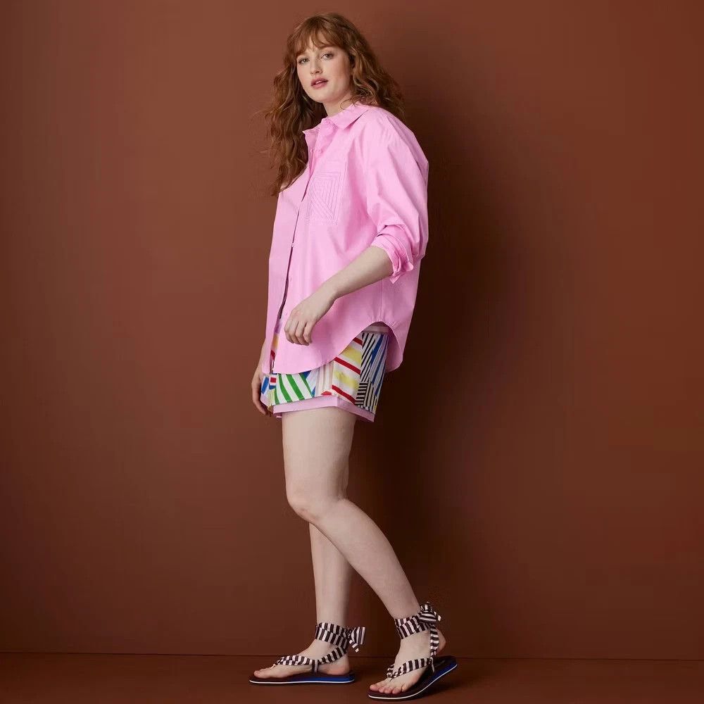 Rosie Assoulin Women's Long Sleeve Oversized Poplin Button-Down Shirt Pink M NWT - Picture 4 of 6